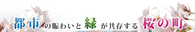 都市の賑わいと緑が共存する桜の町